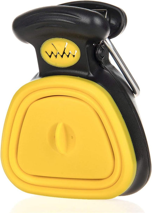 Dog Pet Travel Foldable Pooper Scooper Poop Scoop Clean Pick up Cleaner with Waste Decomposable Bag Dispenser and Dog Leash Clip (Large, Yellow)